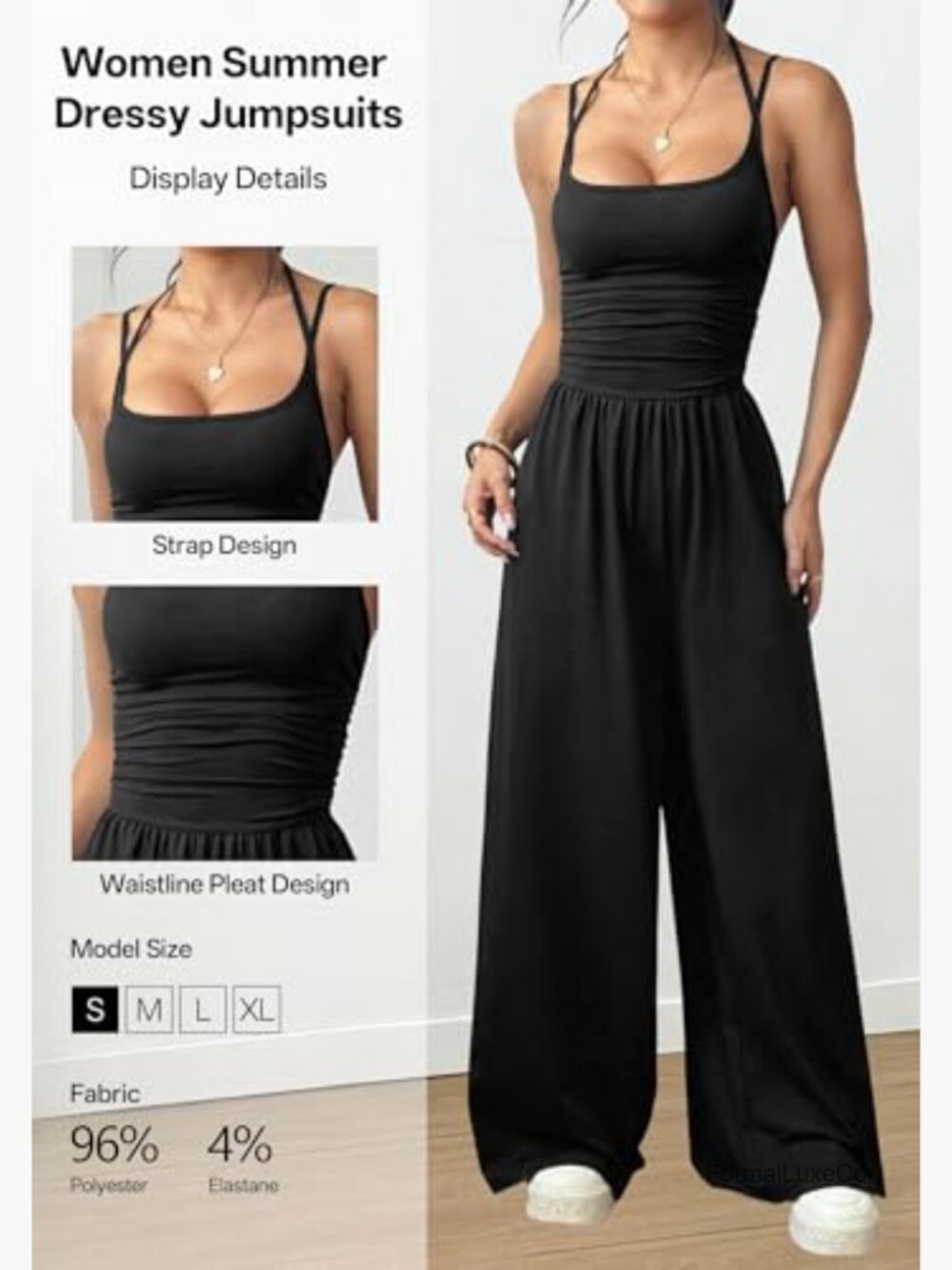 Sleeveless Tank Jumpsuit - Wide Leg Casual Romper - Picture 6 of 7